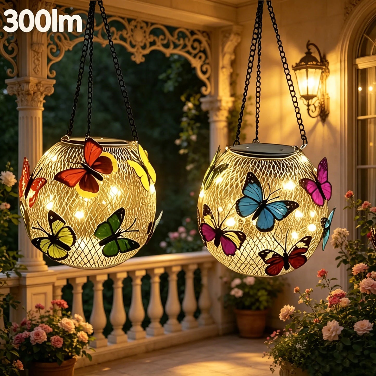 2pc Solar Butterfly Mesh Light