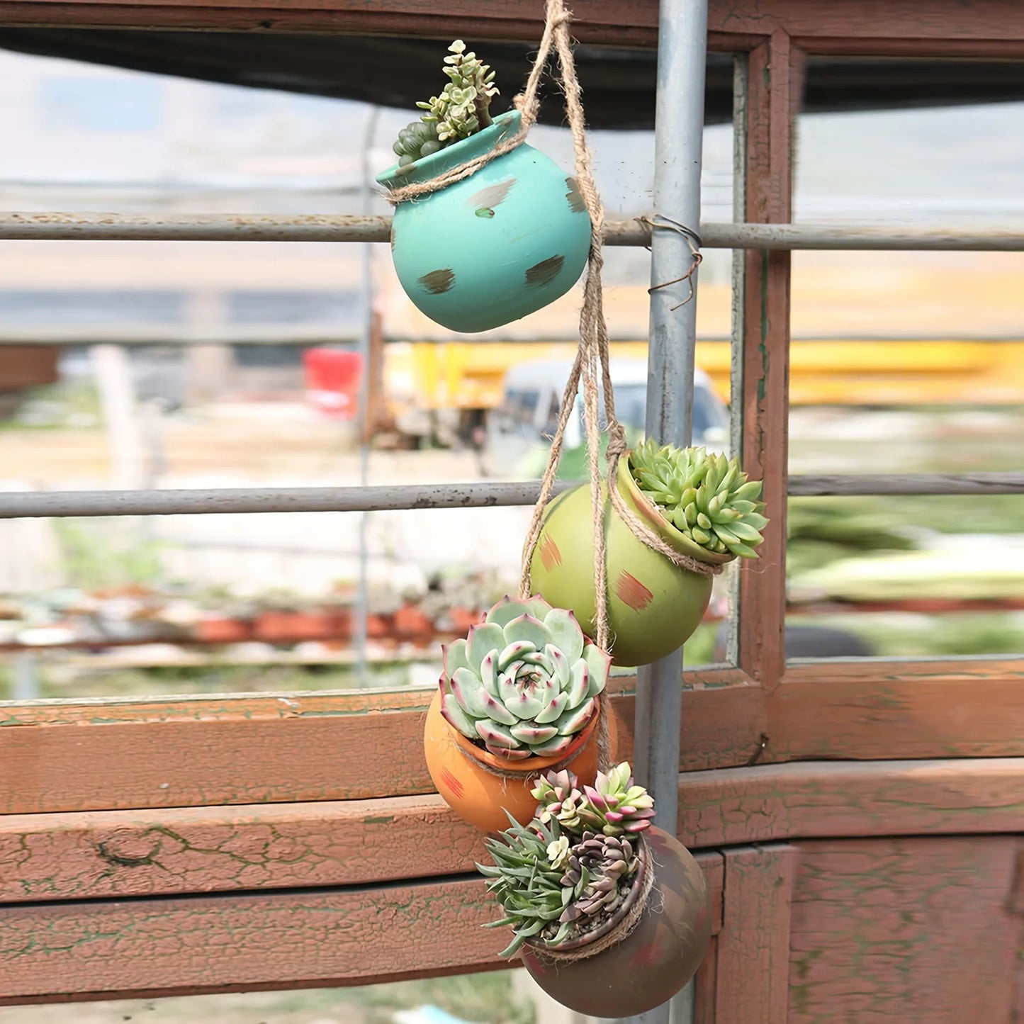 Creative Hanging Flower Pot with Jute Rope for Indoor Outdoor