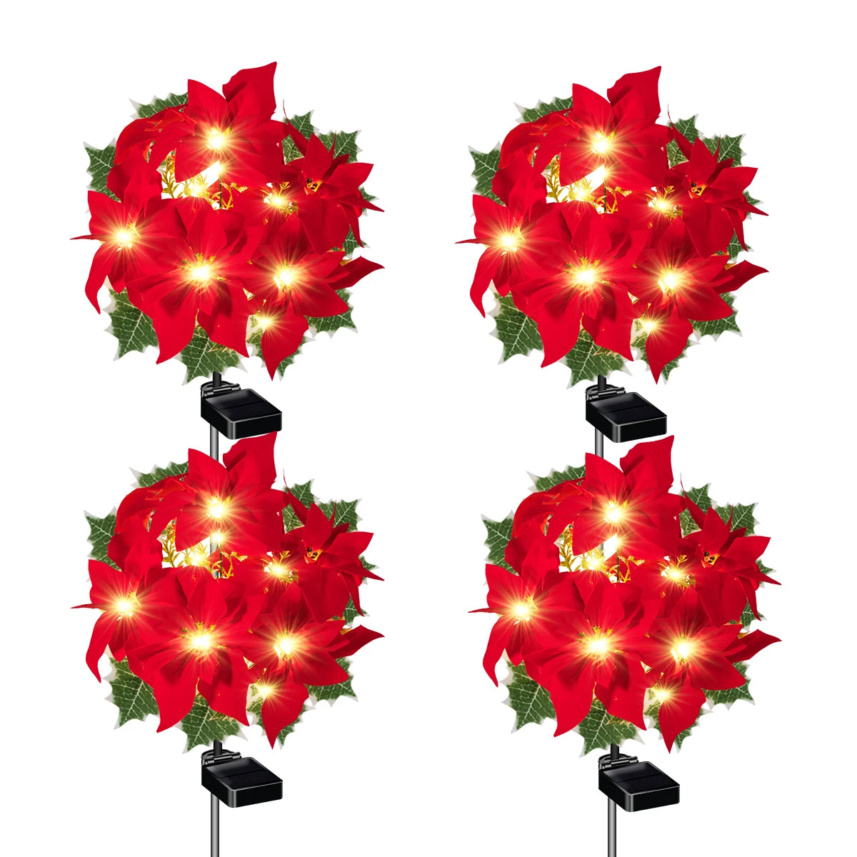 4 pieces of solar Christmas flowers