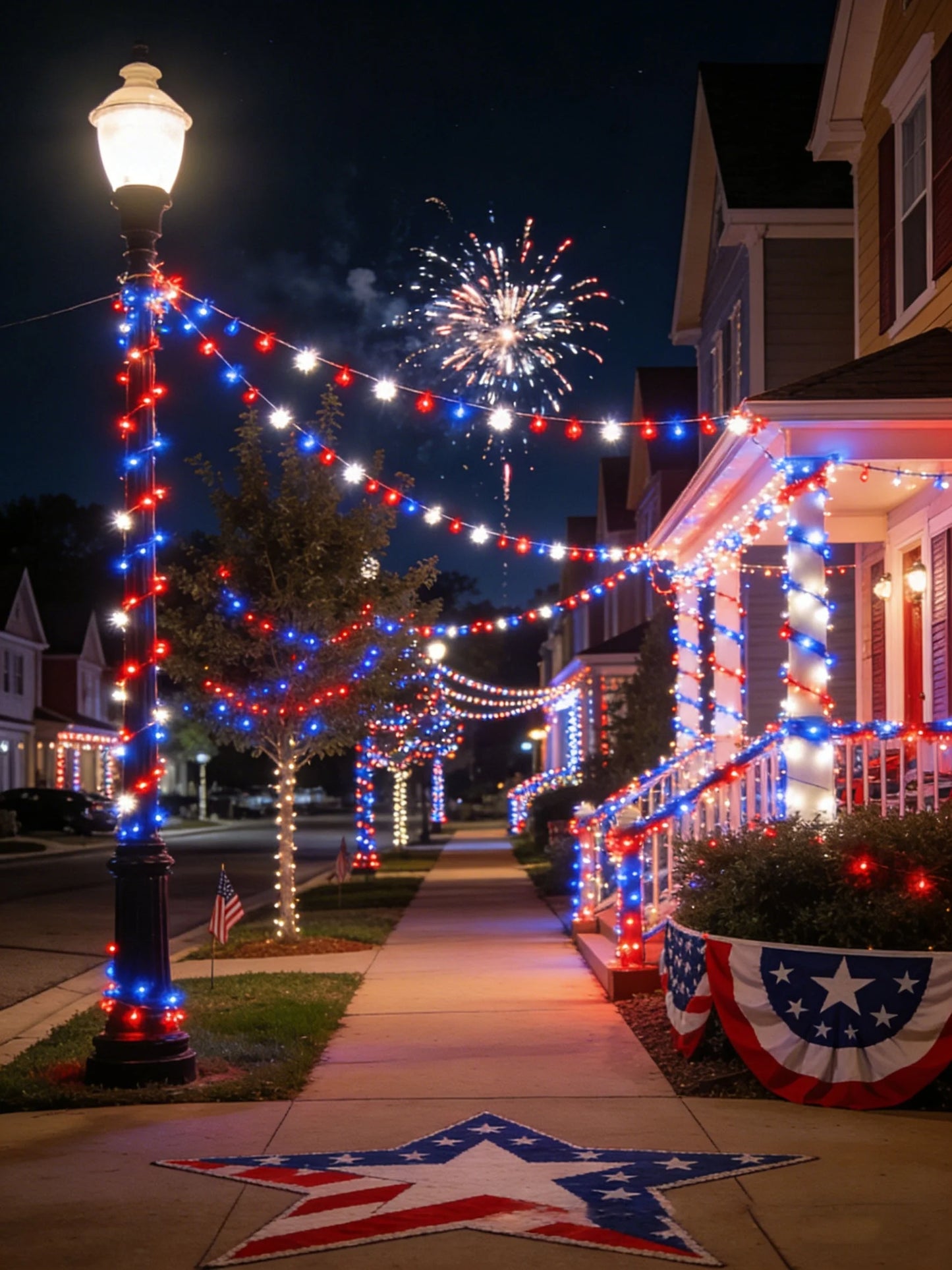 2/4 Pack American Flag Stake Light or Red White Blue Solar String Lights