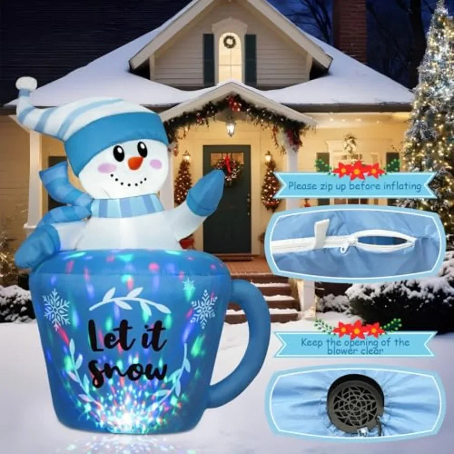 5FT Winter Inflatable Snowman in Mug