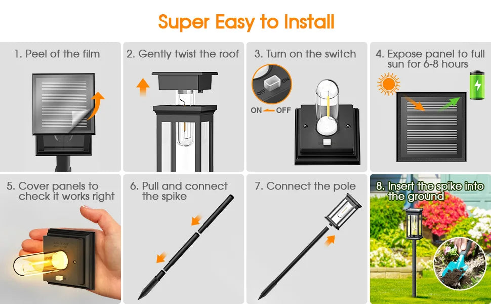 6/12 Pack Solar Lights for Yard/Garden Walkway