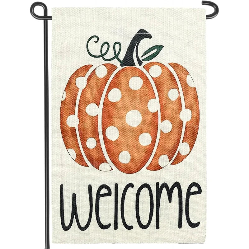 Fall Pumpkin Welcome Garden Flag 12x18 Inch