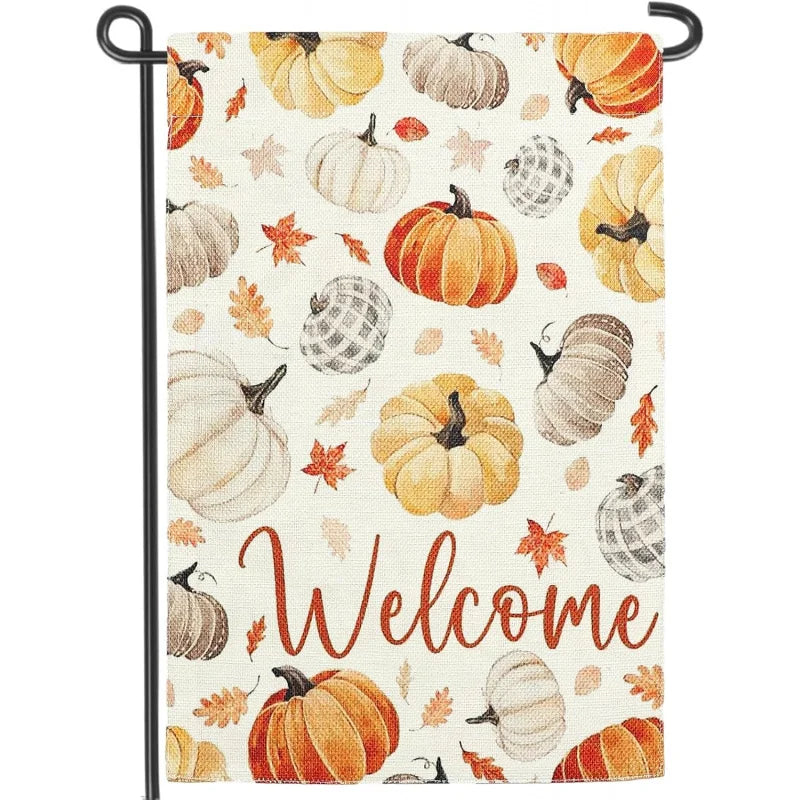 Fall Pumpkin Maple Leaf Garden Flag 12x18 Inch