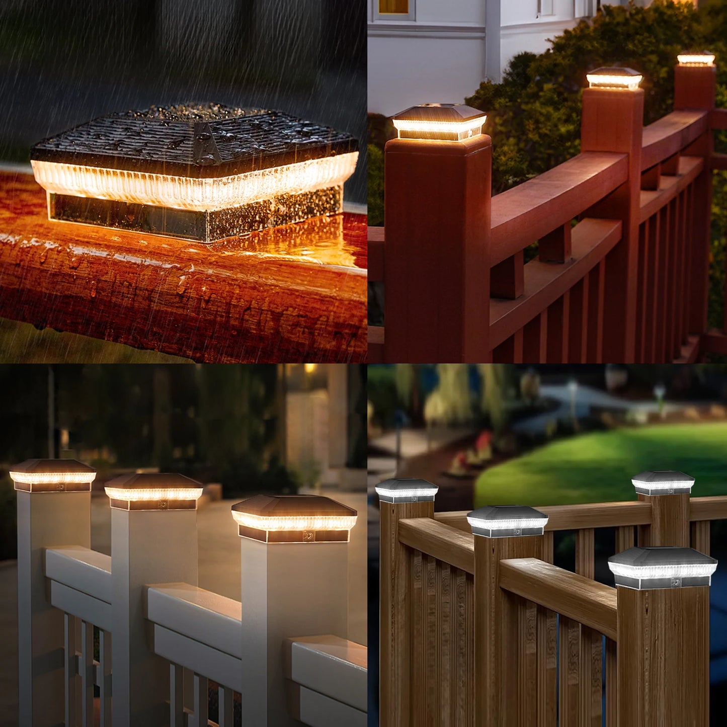 12 Pack 4x4 Solar Post Lights with 3 Modes