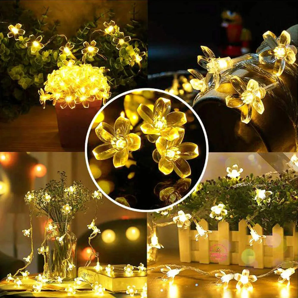 50LED Solar Power Cherry Blossom Fairy String Lights