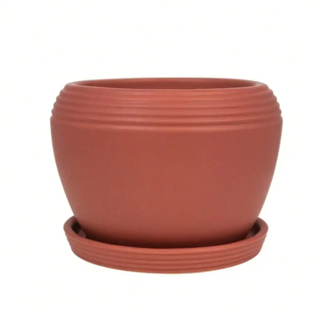 8 in. Brick Red Ceramic Planter