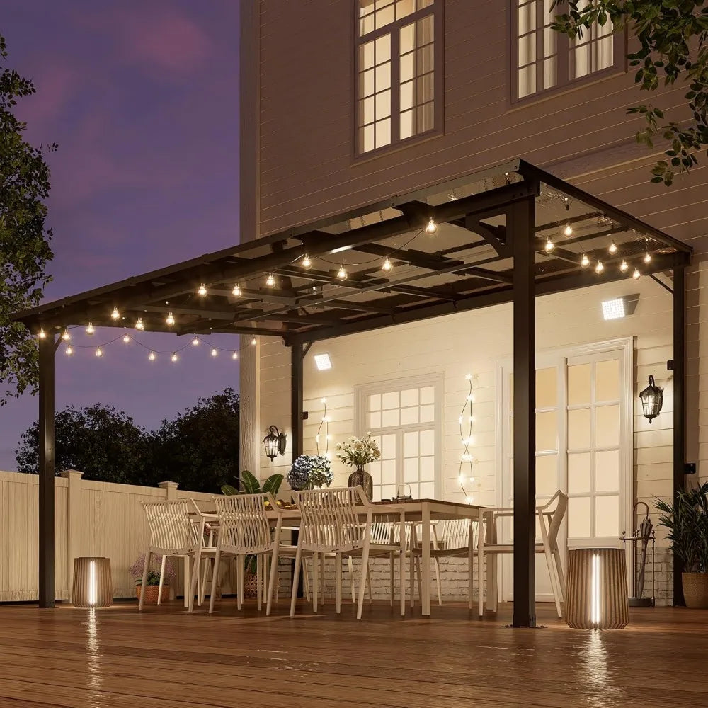 Wall Mounted Gazebo with Sloped Roof, Outdoor Patio Gazebo Awning
