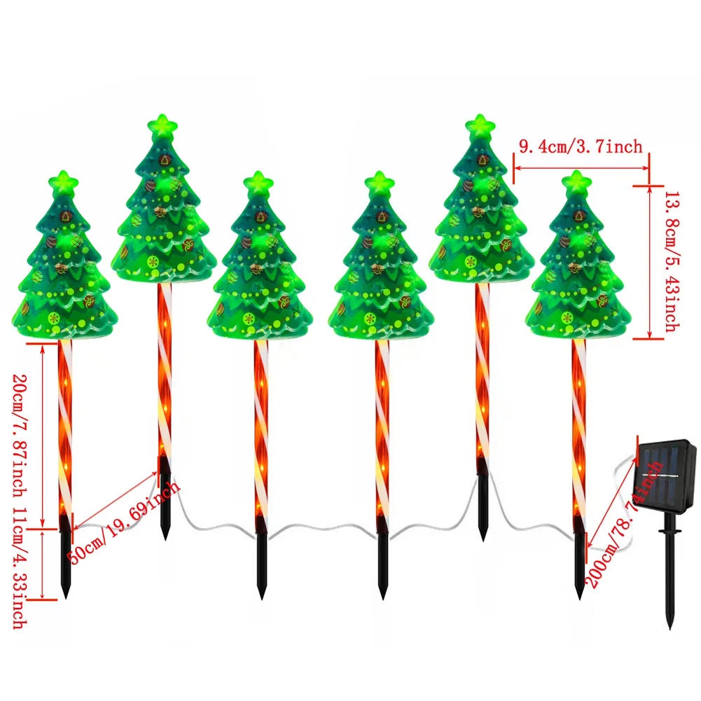 6 Pack LED Solar Powered Xmas Tree Candy Cane Light
