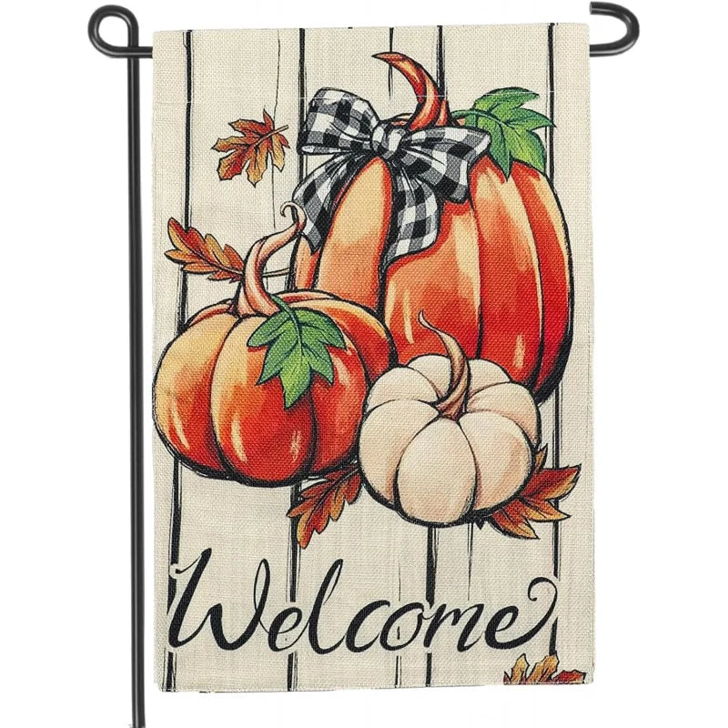 Fall Pumpkin Welcome Garden Flag 12x18 Inch