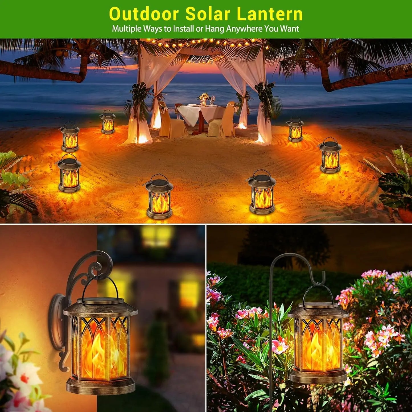 Waterproof Flickering Flame Solar Lantern