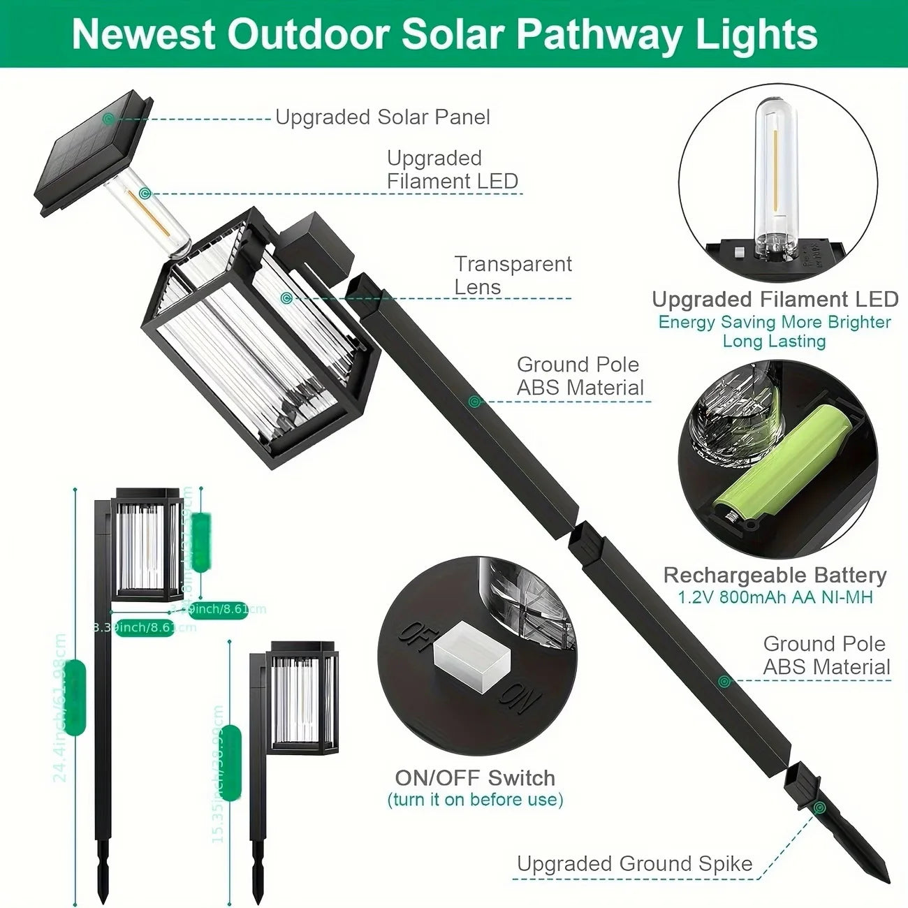 2/6 Pack Solar Pathway Garden Lights