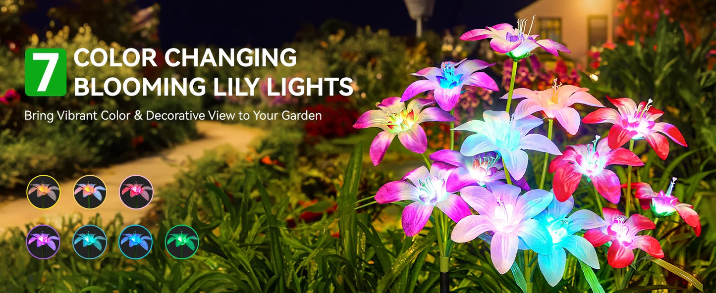 Color Changing Waterproof Solar Lily Flower Light