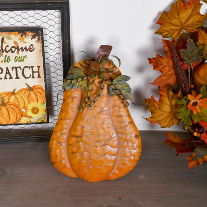 1pc 13.5''H Standing Metal Pumpkin Fall Decor