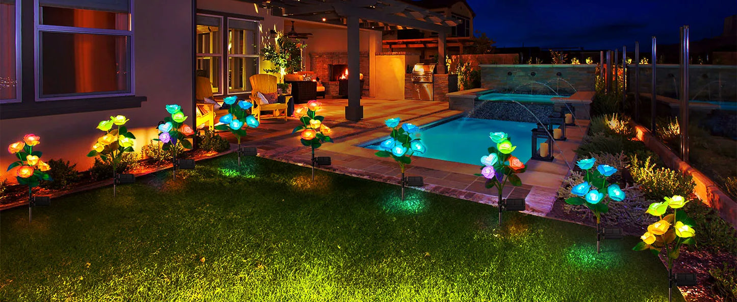 Color Changing Solar Powered Flowers Lights