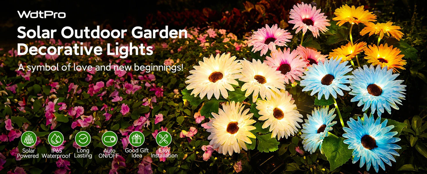 16 Glowing Daisy Flowers Solar Lights
