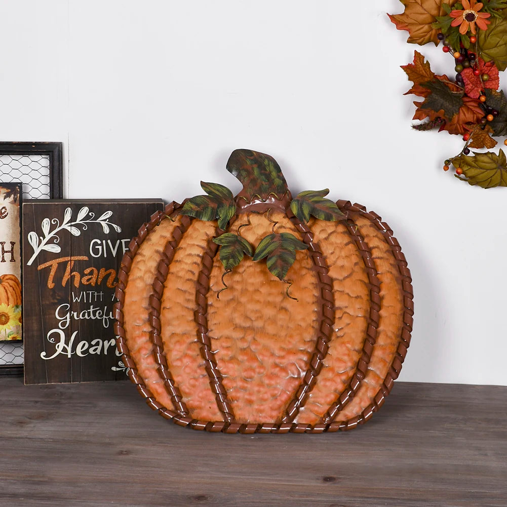 19" Height Metal Fall Pumpkin Decor