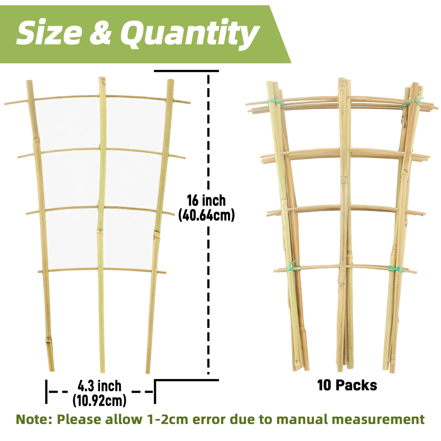 10 Pack 16 Inch Natura Bamboo Trellis For Climbing Plants