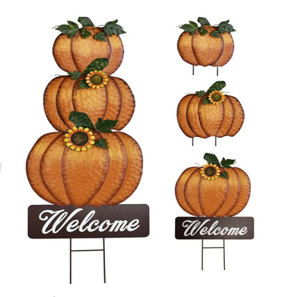 3 pcs Metal Pumpkin Yard Stake Sign
