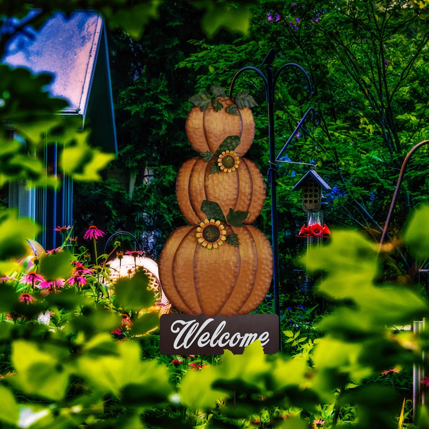 3 pcs Metal Pumpkin Yard Stake Sign