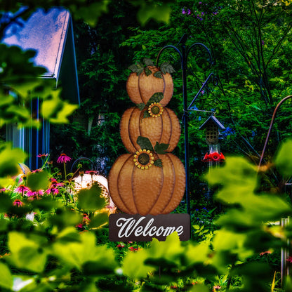 3 pcs Metal Pumpkin Yard Stake Sign