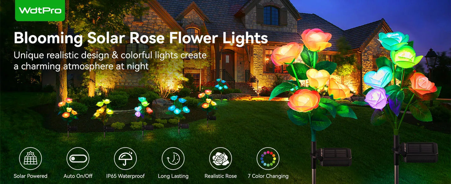 Color Changing Solar Powered Flowers Lights