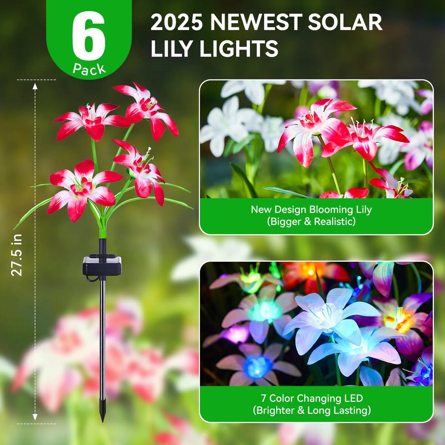 Color Changing Waterproof Solar Lily Flower Light