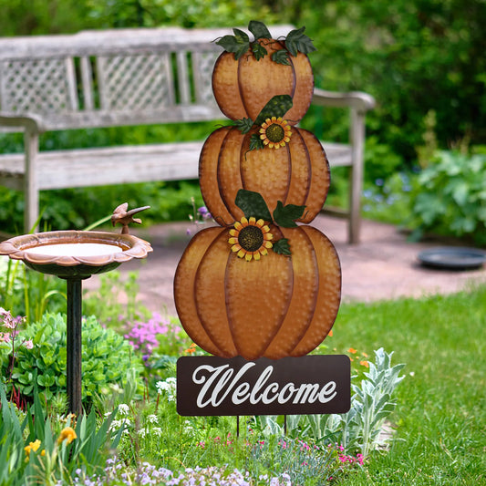 3 pcs Metal Pumpkin Yard Stake Sign