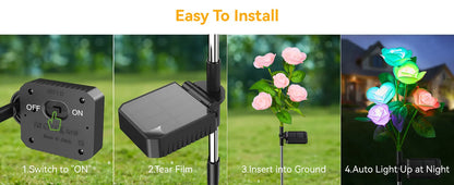 Color Changing Solar Powered Flowers Lights
