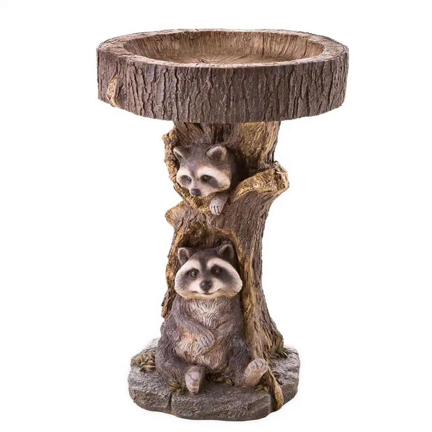 Resin Raccoon Birdbath