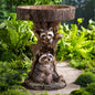 Resin Raccoon Birdbath