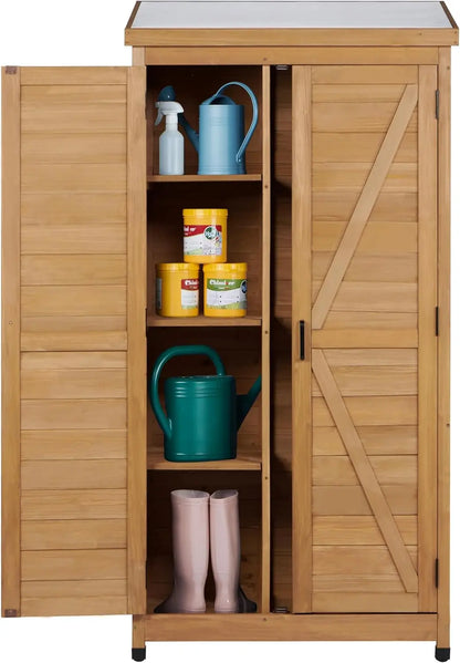 68''x33''x20'' Outdoor Wooden Storage Shed with Metal Top