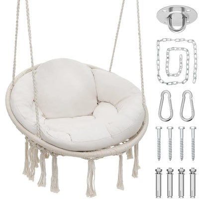 Hanging Swing Chair with Large Thick Cushions