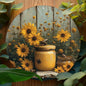 Rustic Bees Sunflowers Round Decor Sign