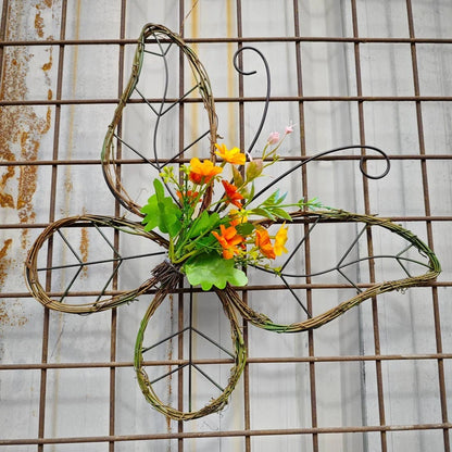 Spring Artificial Tulip Flowers Farmhouse Butterfly Shaped Wreath