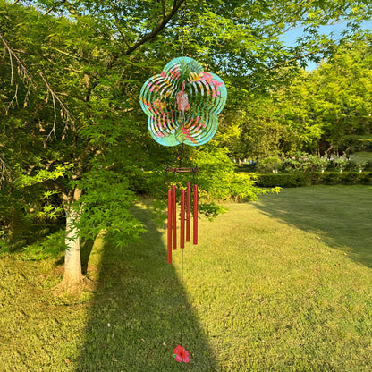 Colorful Hummingbird and Flower 3D Wind Spinner