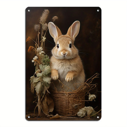 Vintage Bunny Metal Wall Art