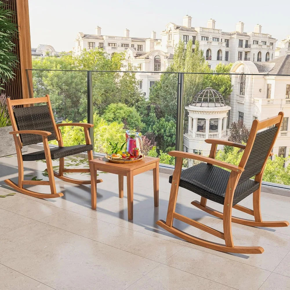 Acacia Wood Rocker with Side Table