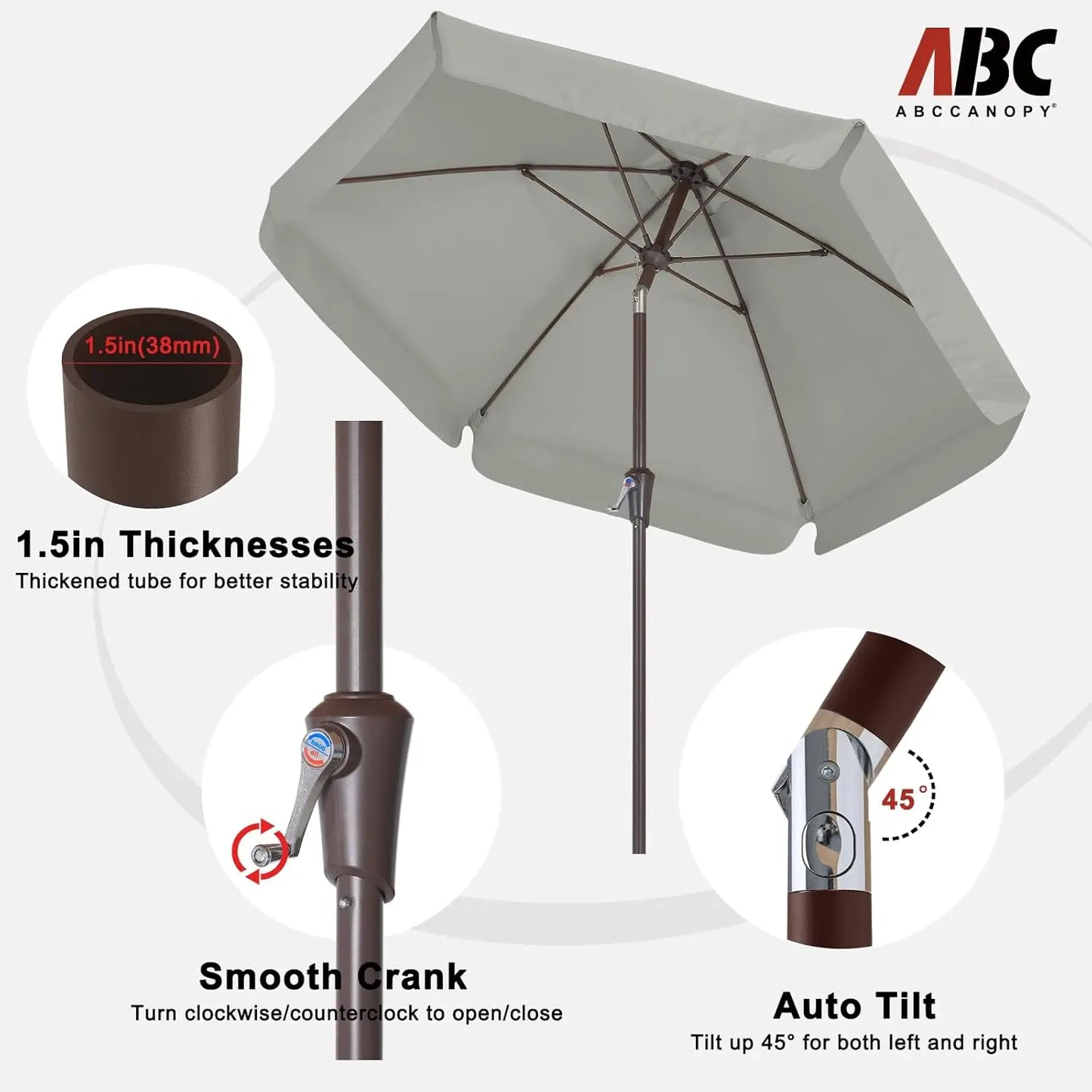 7.5ft Scalloped Patio Umbrella with Tilt and Crank
