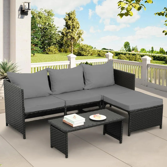 3-Piece Outdoor PE Rattan Furniture Set