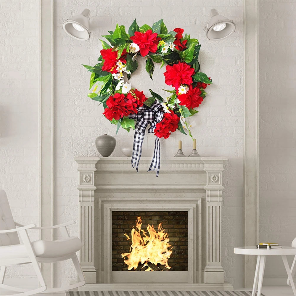 Decorative Red Geranium Flower Wreath