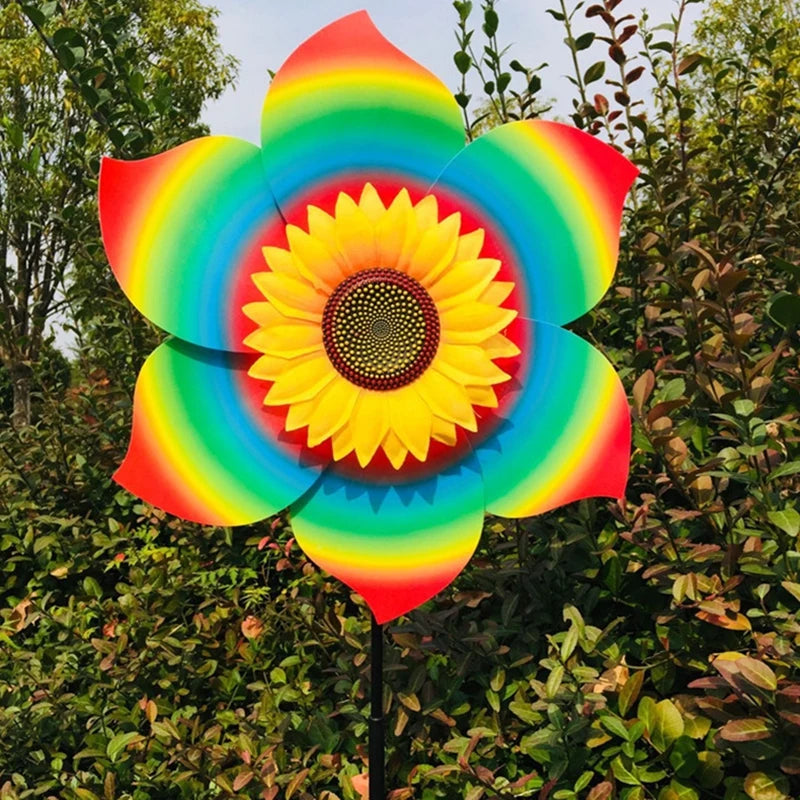 4PCS Outdoor Colorful Sunflower Wind Spinner Stake