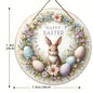 Farmhouse Easter metal sign with Bunny Logo, Lilies & Spring Decor