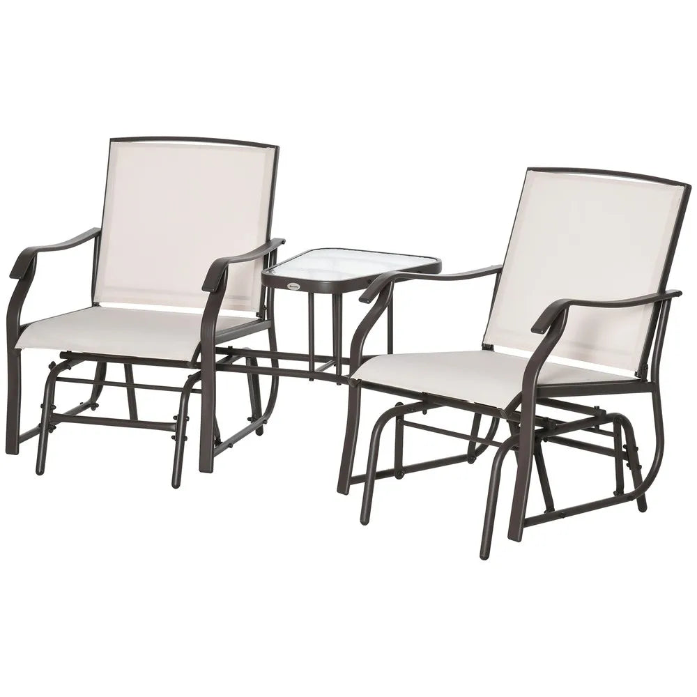 Outdoor Double Patio Rocker Glider Chairs w/Table