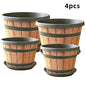 Imitation Wooden Barrel Resin Plant Pot