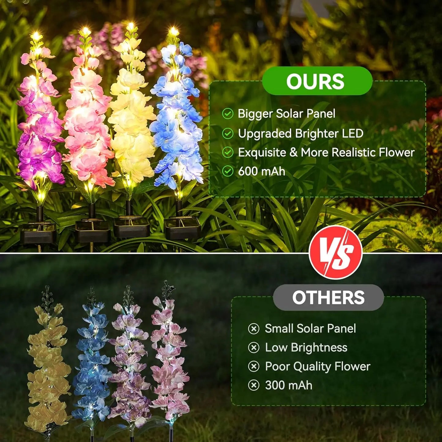 4 Pack  Outdoor Solar Flowers Lights