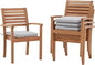 Stackable Outdoor Acacia Wooden Chairs w/Armrest & Removeable Fabric Cushion Set of 4,