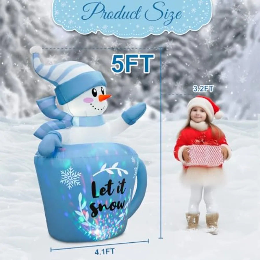 5FT Winter Inflatable Snowman in Mug