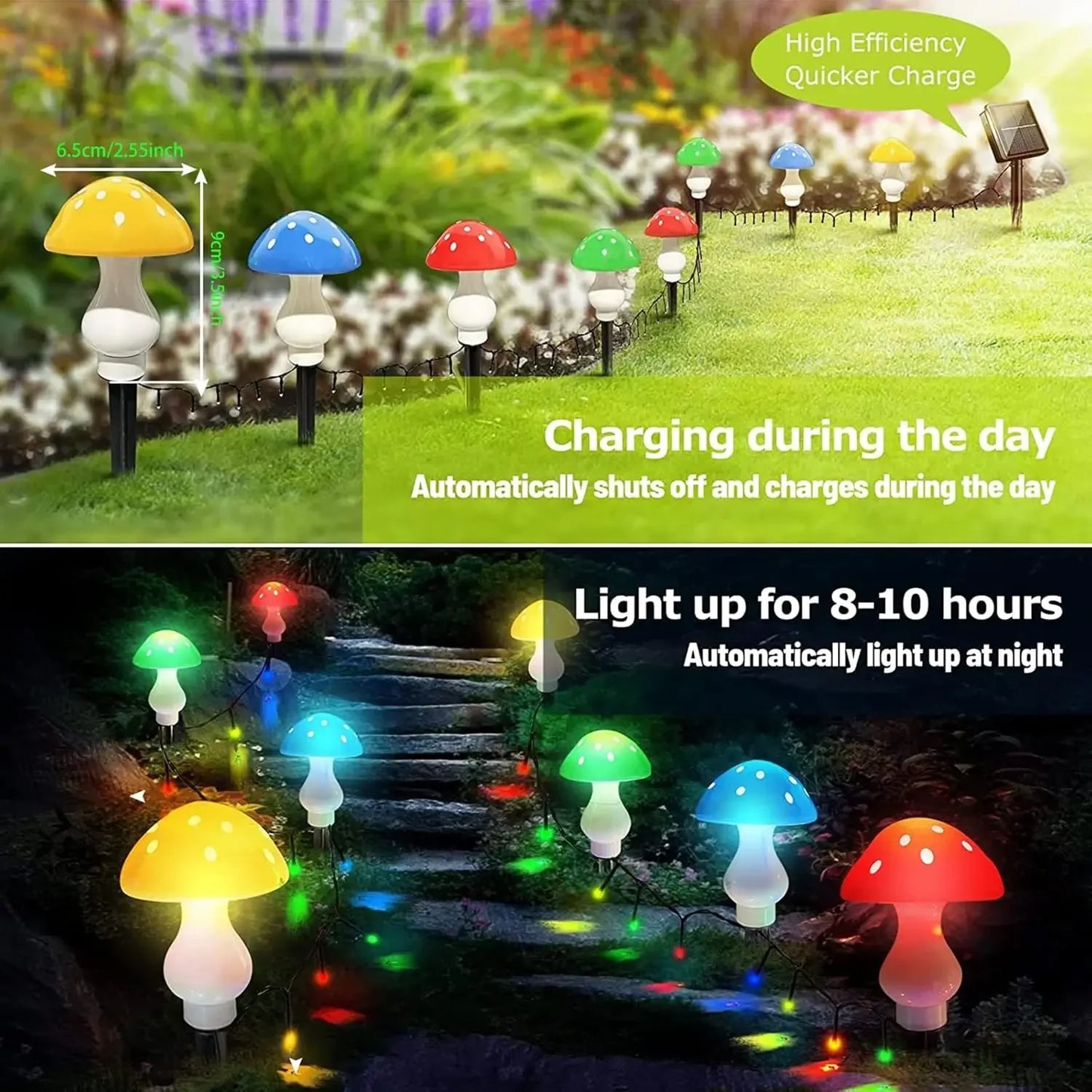 8pcs/set Outdoor Mushroom Solar Garden Lights 50 LED 8 Modes Waterproof