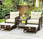 5 Pieces Wicker Outdoor Patio Chairs Set with Coffee Table and Ottomans